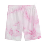 White Pink Marble Print Men's Sports Shorts