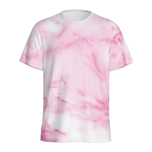 White Pink Marble Print Men's Sports T-Shirt