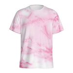 White Pink Marble Print Men's Sports T-Shirt