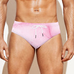 White Pink Marble Print Men's Swim Briefs