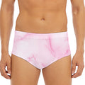 White Pink Marble Print Men's Triangle Swim Briefs