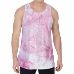 White Pink Marble Print Men's Velvet Tank Top