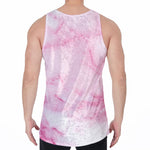 White Pink Marble Print Men's Velvet Tank Top