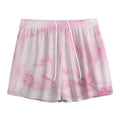 White Pink Marble Print Mesh Shorts