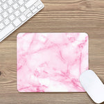 White Pink Marble Print Mouse Pad