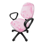White Pink Marble Print Office Chair Cover
