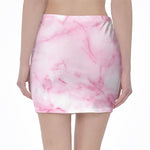 White Pink Marble Print Pencil Mini Skirt