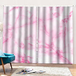White Pink Marble Print Pencil Pleat Curtains