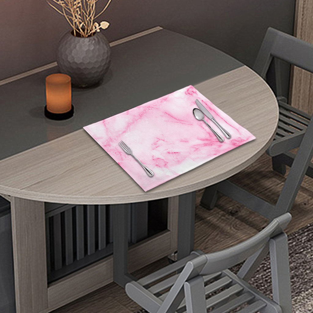 White Pink Marble Print Placemat