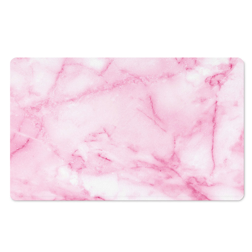White Pink Marble Print Polyester Doormat
