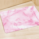 White Pink Marble Print Polyester Doormat