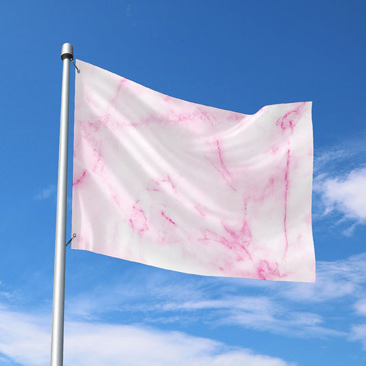 White Pink Marble Print Polyester Flag