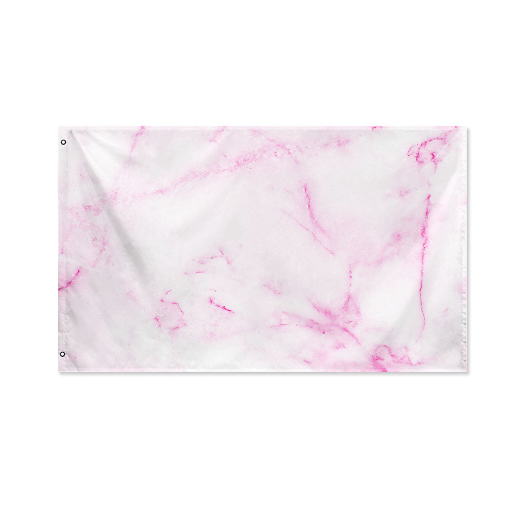 White Pink Marble Print Polyester Flag