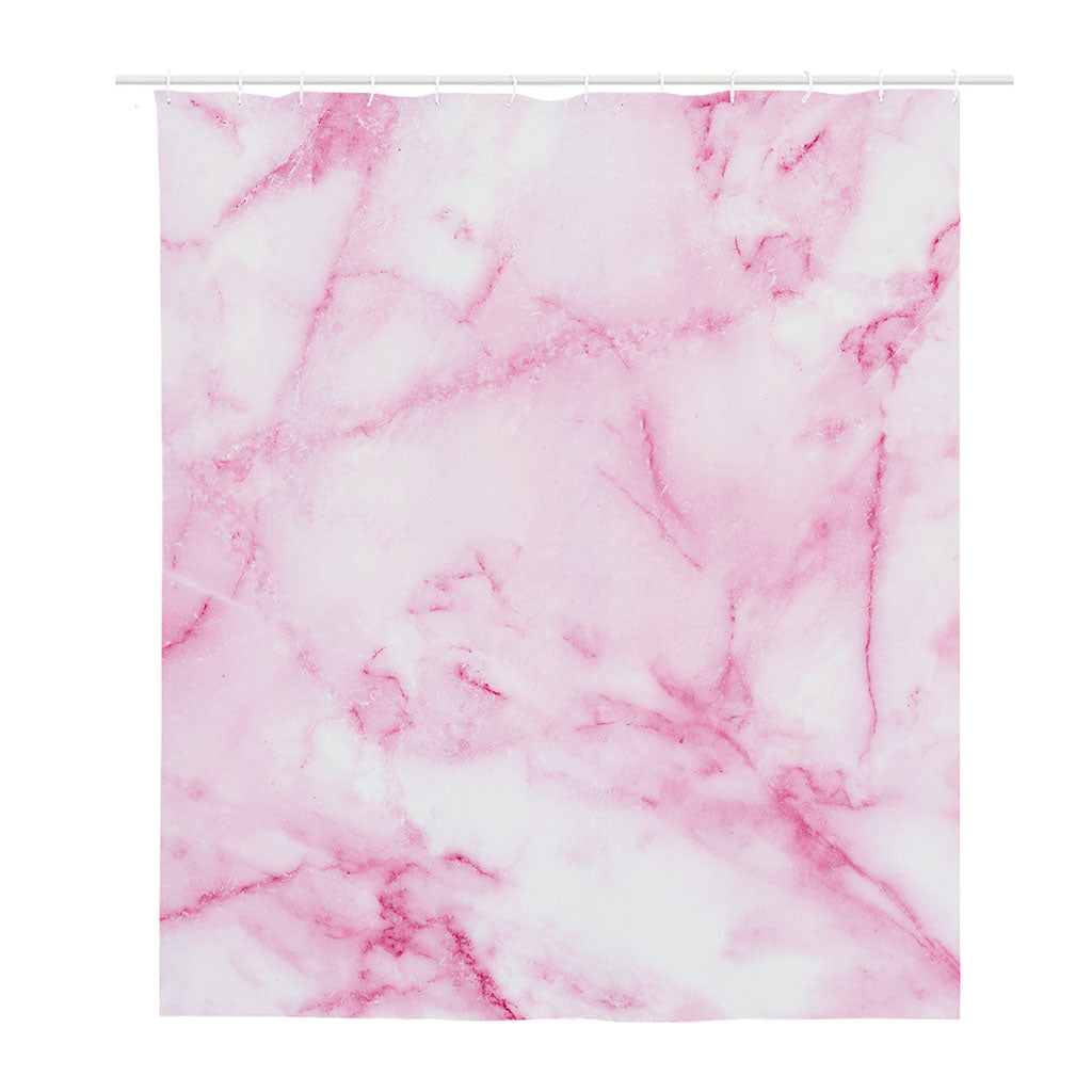 White Pink Marble Print Polyester Shower Curtain