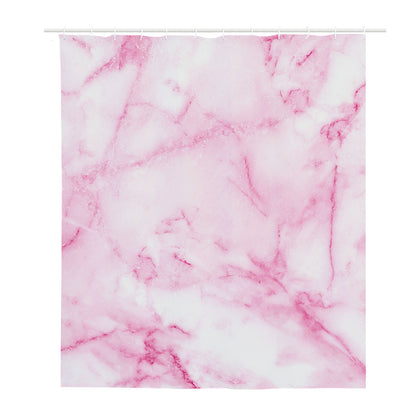 White Pink Marble Print Polyester Shower Curtain