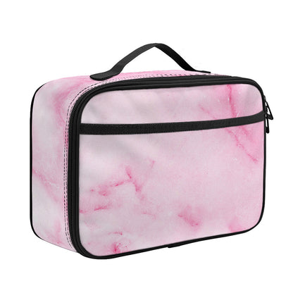 White Pink Marble Print Portable Lunch Bag