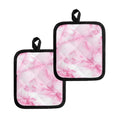White Pink Marble Print Pot Holders