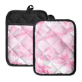White Pink Marble Print Pot Holders With Pocket