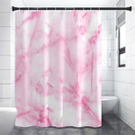 White Pink Marble Print Premium Shower Curtain