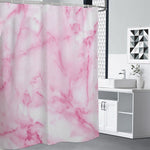 White Pink Marble Print Premium Shower Curtain