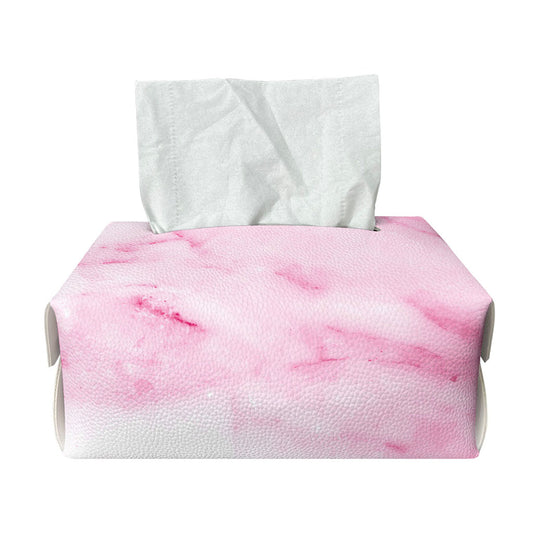 White Pink Marble Print Rectangle Tissue Box Cover