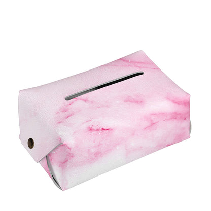 White Pink Marble Print Rectangle Tissue Box Cover