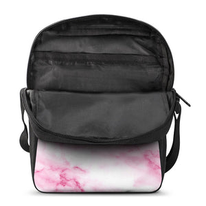 White Pink Marble Print Rectangular Crossbody Bag