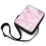 White Pink Marble Print Rectangular Crossbody Bag