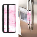White Pink Marble Print Refrigerator Handle Covers