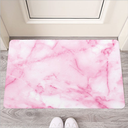 White Pink Marble Print Rubber Doormat
