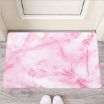 White Pink Marble Print Rubber Doormat