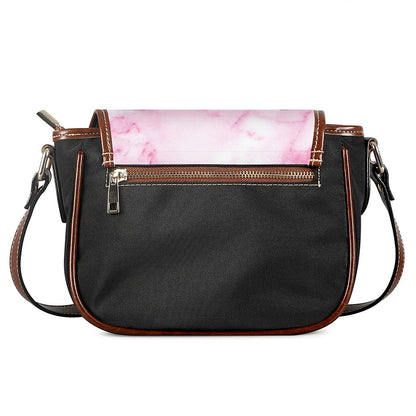 White Pink Marble Print Saddle Bag
