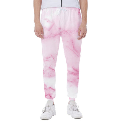 White Pink Marble Print Scuba Joggers