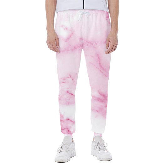 White Pink Marble Print Scuba Joggers
