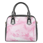 White Pink Marble Print Shoulder Handbag