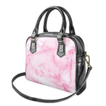 White Pink Marble Print Shoulder Handbag