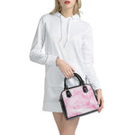 White Pink Marble Print Shoulder Handbag