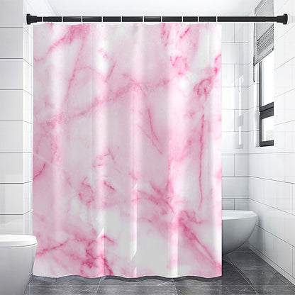 White Pink Marble Print Shower Curtain