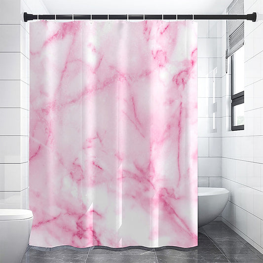 White Pink Marble Print Shower Curtain