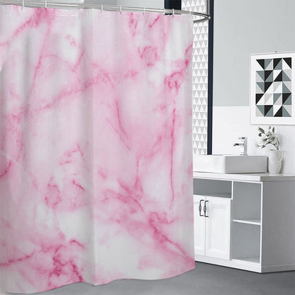 White Pink Marble Print Shower Curtain