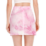 White Pink Marble Print Side Slit Mini Skirt