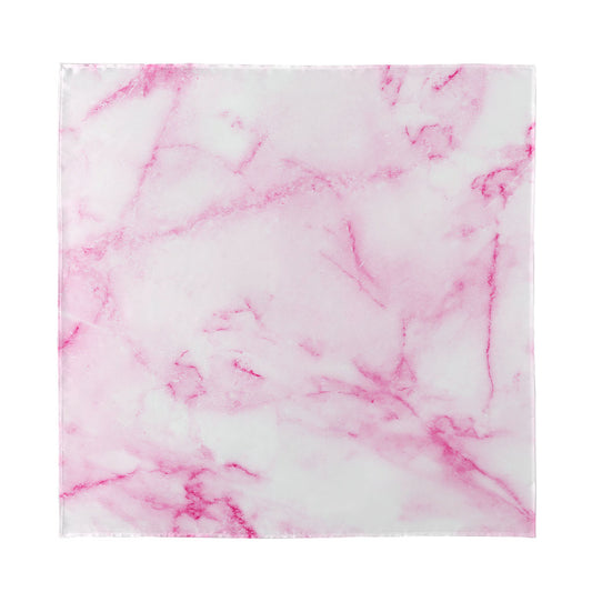 White Pink Marble Print Silk Bandana