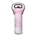 White Pink Marble Print Single Neoprene Wine Tote