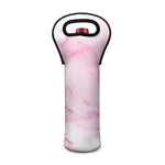 White Pink Marble Print Single Neoprene Wine Tote
