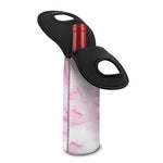 White Pink Marble Print Single Neoprene Wine Tote