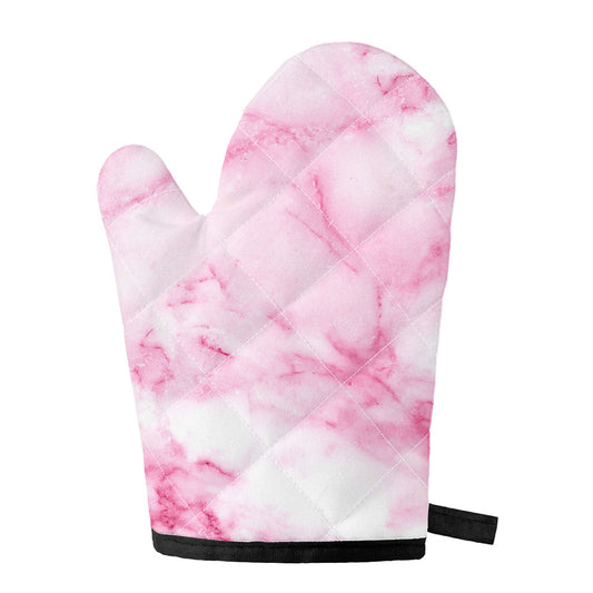 White Pink Marble Print Single Oven Mitt