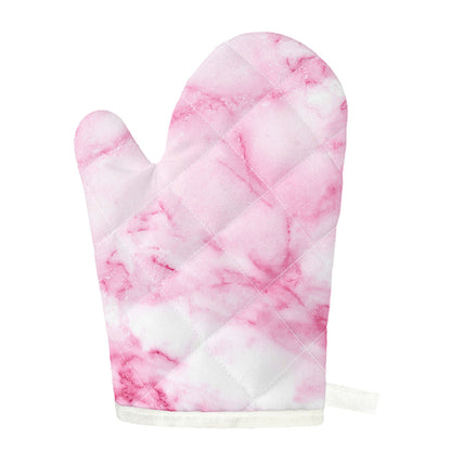 White Pink Marble Print Single Oven Mitt
