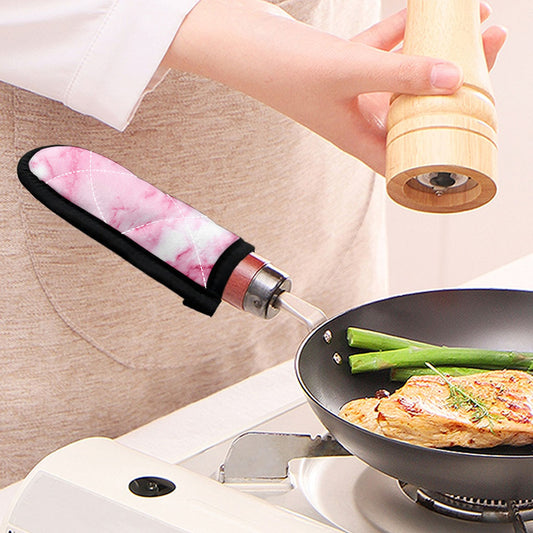 White Pink Marble Print Skillet Handle Cover