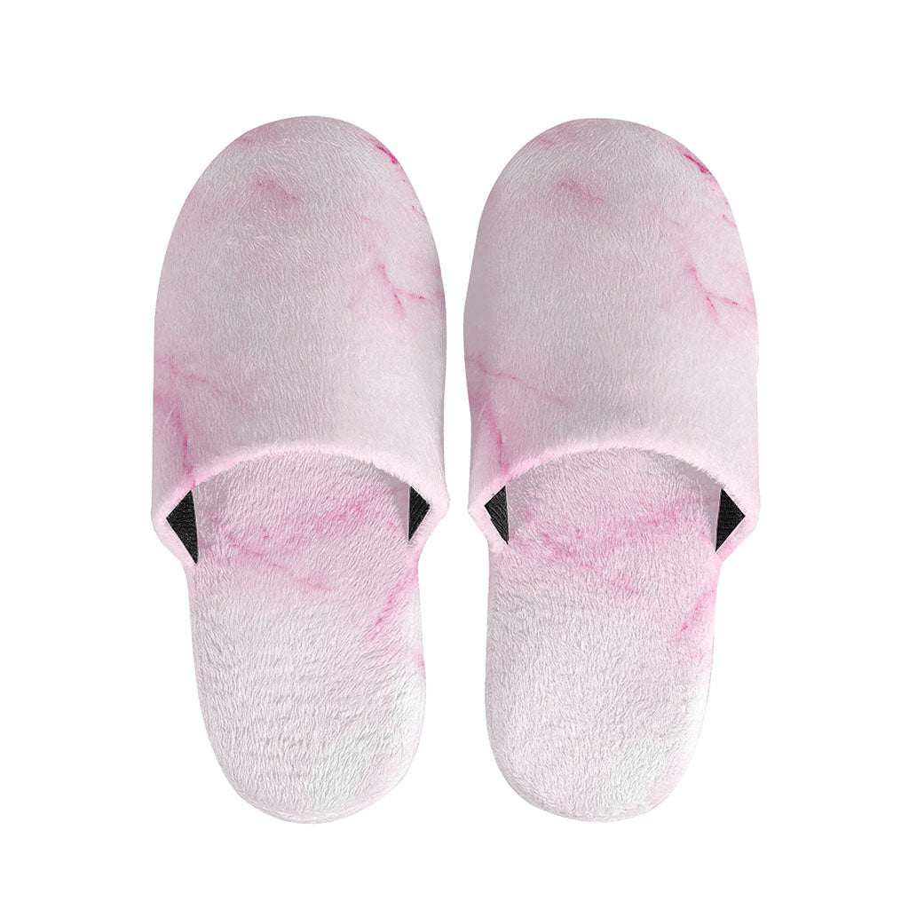White Pink Marble Print Slippers