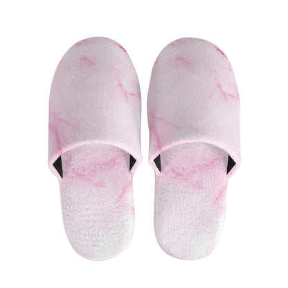 White Pink Marble Print Slippers